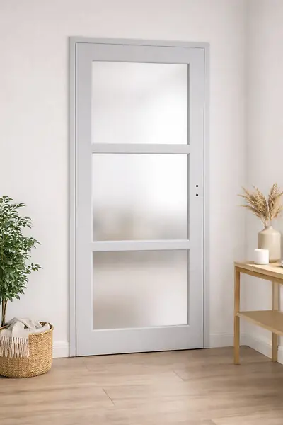 Bloc Porte Greyria Gris Clair Vitrée H204 x L83 cm Côte Tableau P.Gauche GD MENUISERIES Prix Bas