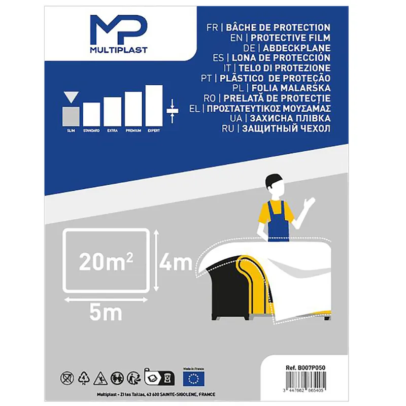 Achetez Aujourd'hui Bâche fine de protection pour travaux intérieurs 5 m x 4 m - MULTIPLAST