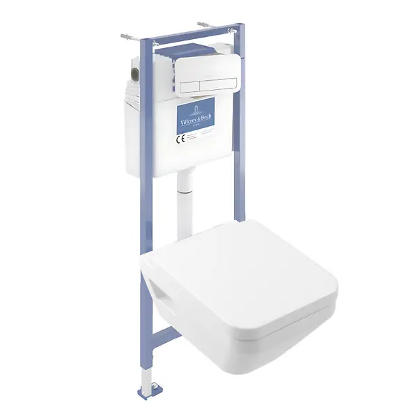 Prix Cassé Pack WC suspendu sans bride Architectura Twistflush [e³] rectangle + bâti-support sol et mur + plaque blanc VILLEROY ET BOCH
