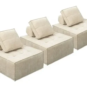 Lot de 3 chauffeuses pour canapé modulables en tissu texturé "Velluto" - Beige HABITAT ET JARDIN Prix Réduit