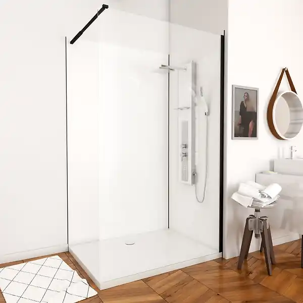 Populaire Pack Panneaux Muraux Aluminium Blanc 120+90 - Profilés Noir Mat + Receveur Acrylique 120x90 AURLANE