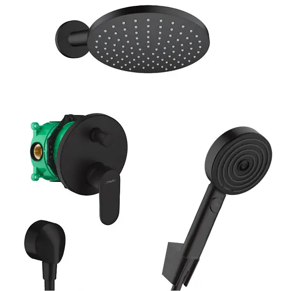 Hansgrohe Vernis Blend Pulsify Set de douche tout en 1 avec Douche de tête 205 XXL + Douchette à main 3 jets, Noir mat Acheter Direct