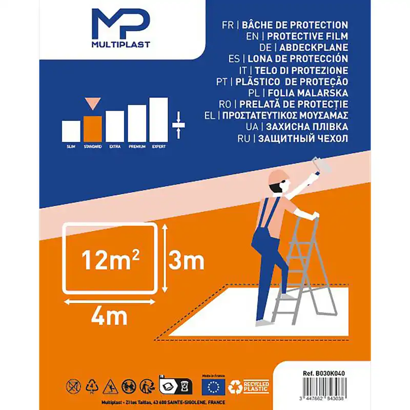 Bâche standard de protection pour travaux 4 m x 3 m - MULTIPLAST Nouvel Arrivage
