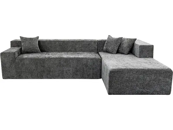 Top Vente Canapé d‘angle en tissu texturé "Tessaro" - 4 places - Gris HABITAT ET JARDIN