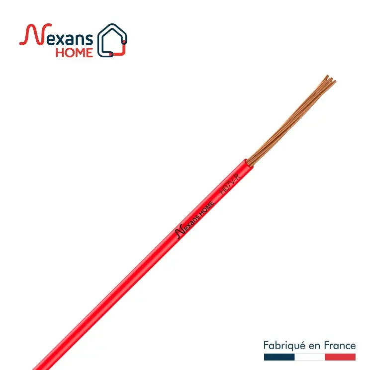 Prix Réduit Fil électrique H07V-R 6 mm² semi-rigide rouge 5 m - NEXANS