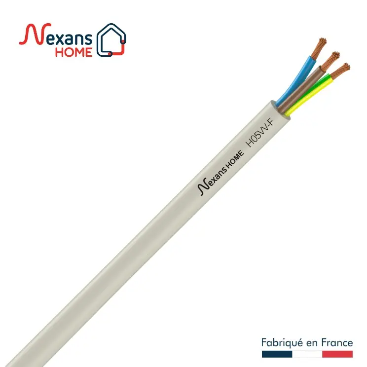 Livraison Express Câble électrique H05VV-F 3G1,5 mm² souple intérieur 5 m blanc - NEXANS