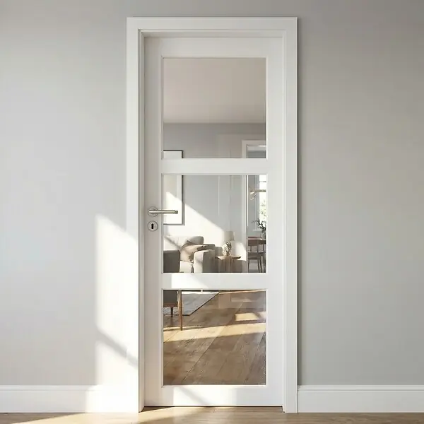 Nouveauté Bloc Porte Kenya Blanc Vitrage transparent H204 x L73 cm Côte Tableau P.Droit,Poignee Pomerol GD MENUISERIES