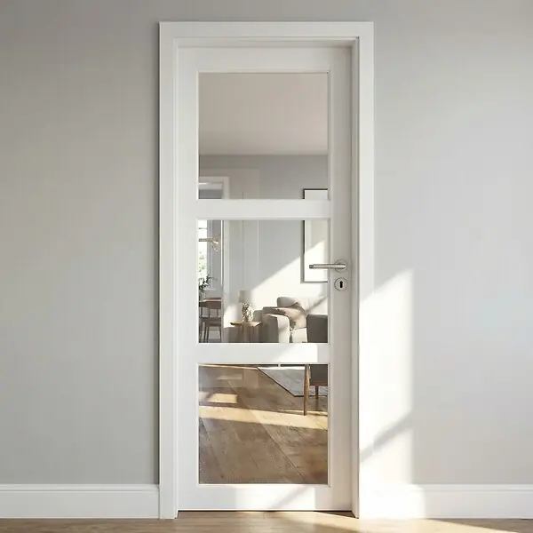 Acheter En Ligne Bloc Porte Kenya Blanc Vitrage transparent H204 x L73 cm Côte Tableau P.Gauche, Poignee Pomerol GD MENUISERIES