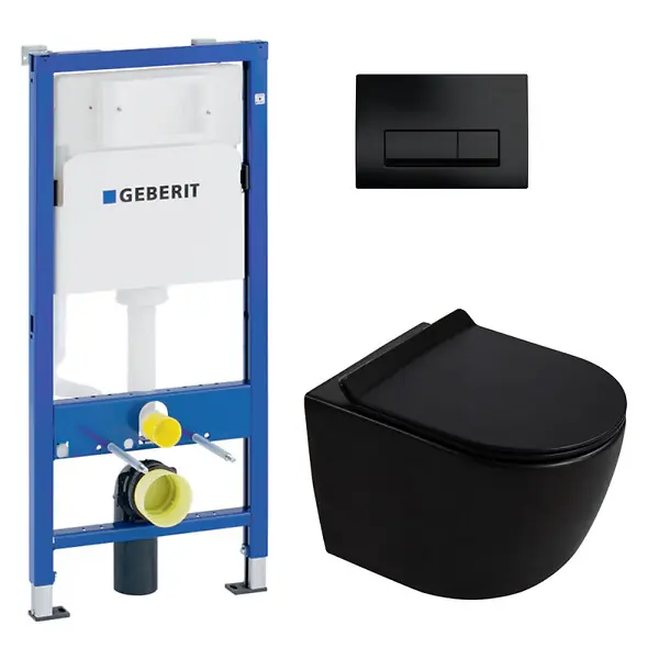 Vente Flash Duofix pack WC bâti-support 112 cm + WC suspendu sans bride Ceramia PixL avec abattant SoftClose + plaque (GEBCEPXBMT05-FR) GEBERIT