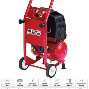 Authentique Compresseur 8 bars 10l sans huile ALAIR 10/200 OILESS Alsafix