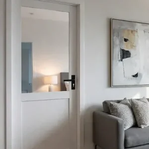 Bloc Porte Atelier BLANC sans meneau H204 x L83 cm Côte Tableau P.Gauche,Poignee GD MENUISERIES Réduction