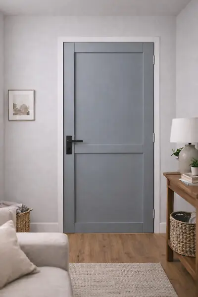 Bloc Porte Athena Gris Clair 2 panneaux H204 x L83 cm Côte Tableau P.Gauche,Poignee GD MENUISERIES Achat Immédiat