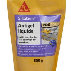 Antigel liquide accélérateur durcissement SikaCem 500 ml pour 35 kg de ciment - SIKA Retour Gratuit