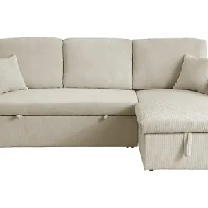 Dernière Chance Canapé d‘angle convertible en velours côtelé "Alain" - 3 places - Beige HABITAT ET JARDIN