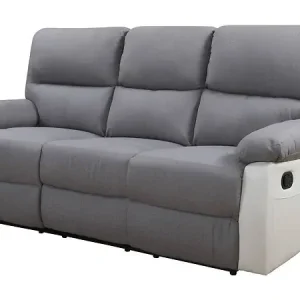 Bon Marché Canapé relax "Lincoln" - 197 x 89 x 103 cm - 3 places - Blanc / Gris clair HABITAT ET JARDIN