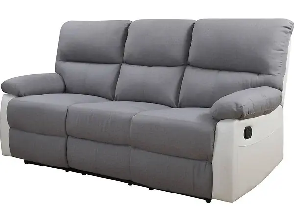 Bon Marché Canapé relax "Lincoln" - 197 x 89 x 103 cm - 3 places - Blanc / Gris clair HABITAT ET JARDIN