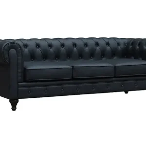 Canapé fixe Chesterfield "Aliza" - 208 x 82 x 70 cm - 3 places - Noir HABITAT ET JARDIN Expédition Rapide