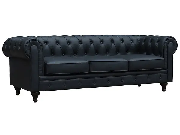 Canapé fixe Chesterfield "Aliza" - 208 x 82 x 70 cm - 3 places - Noir HABITAT ET JARDIN Expédition Rapide