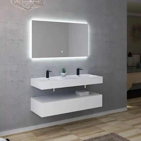 Meuble de salle de bain AVELLINO-1200 Blanc (sans miroir) DISTRIBAIN Vente Directe