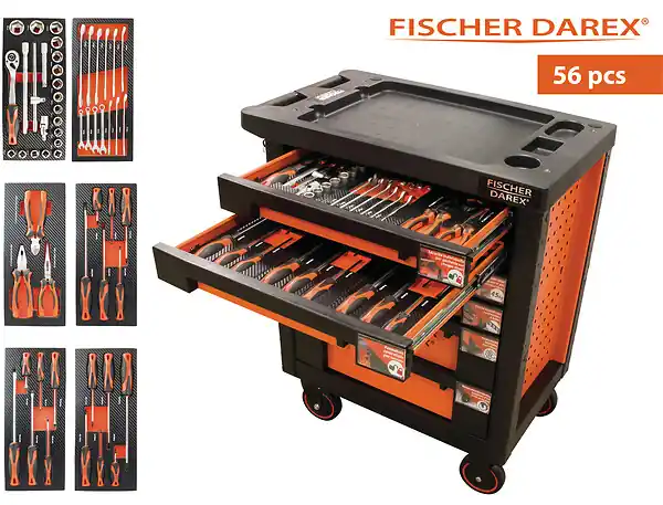 Livraison Express Servante atelier - 56 outils - 6 tiroirs FISCHER DAREX