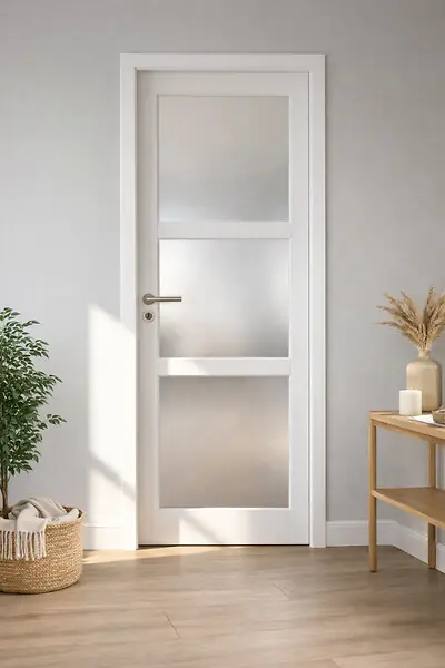 Achat Immédiat Bloc Porte Kenya Blanc Vitre H204 x L83 cm Côte Tableau P.Droit,Poignee Pomerol GD MENUISERIES