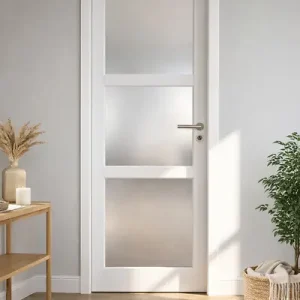 Prix Choc Bloc Porte Kenya Blanc Vitre H204 x L83 cm Côte Tableau P.Gauche,Poignee Pomerol GD MENUISERIES