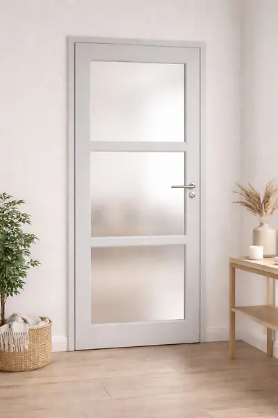 Bloc Porte Greyria Gris Clair Vitrée H204 x L83 cm Côte Tableau P.Gauche,Poignee Pomerol GD MENUISERIES Soldes