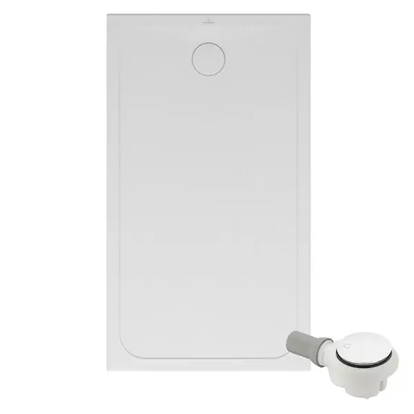 Prix Promo Receveur de douche antidérapant 140 x 80 Lifetime Plus Cerasoft céramique blanc + Bonde blanc VILLEROY ET BOCH