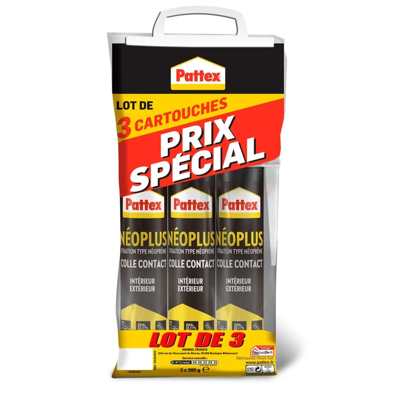 Bon Plan Cartouches Neoplus colle néoprène beige par 3 PATTEX