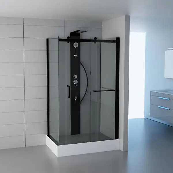 Cabine de douche aluminium - Noir mat - L120xH220xP80cm KINDFORD Offre Limitée