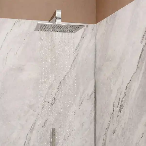Pas Cher Pack 3 Panneaux Muraux Pierre Artic Storm 90+120+90 Hauteur 250 cm - Profilés Chrome - STONE‘IT AURLANE