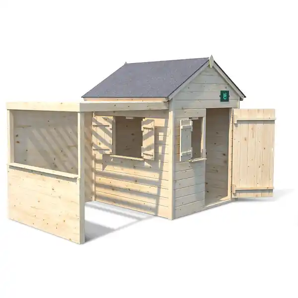 Authentique Cabane bois Alpaga enfant avec pergola - L.244xH.163xP.128cm CERLAND