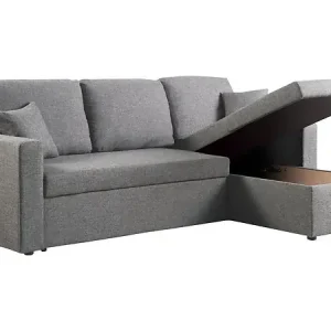 Canapé d‘angle convertible/ réversible avec coffre "Alain II" - 3 places - Gris clair HABITAT ET JARDIN Prix Promo