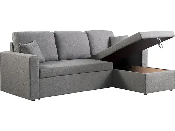 Canapé d‘angle convertible/ réversible avec coffre "Alain II" - 3 places - Gris clair HABITAT ET JARDIN Prix Promo