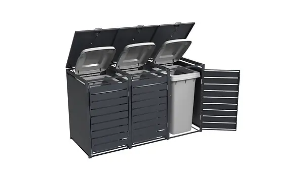 Marque Cache-poubelle métallique Gary 720 L - L.198.5xP.80xH.116cm WEKA
