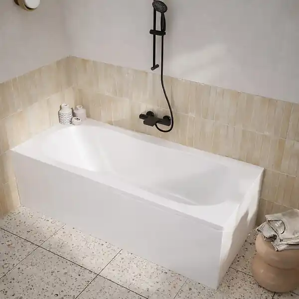 Livraison Express Pack Baignoire 180x80cm et 2 Tabliers recoupables - Blanc Mat - Marina Round Duo ALLIBERT