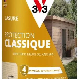 Lasure Protection Classique 4 ans incolore 0,75 L V33 Prix Choc