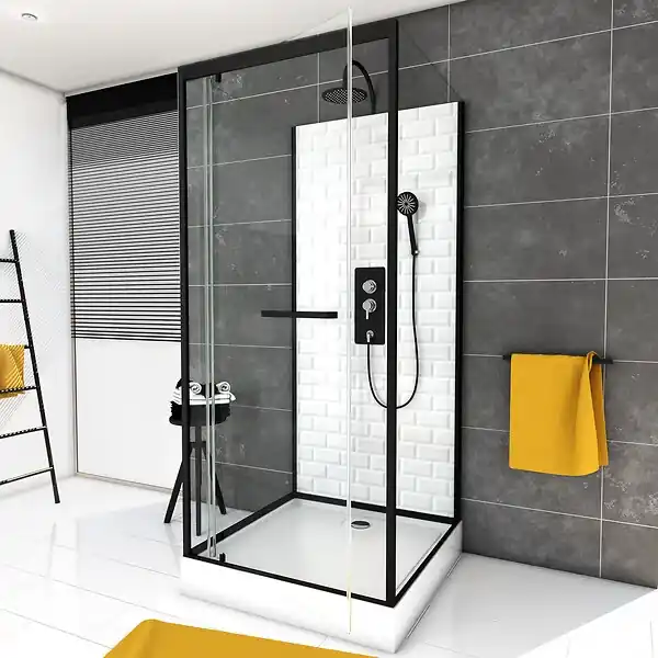 Marque Cabine de douche carrée 90x90x230cm à motif carreaux de métro - UNDERGROUND SQUARE 90 AURLANE