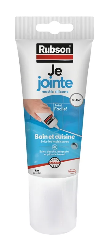 Mastic Silicone Bain & Cuisine Pure Anti-Moisissures Blanc 150 ml RUBSON Expédition Rapide