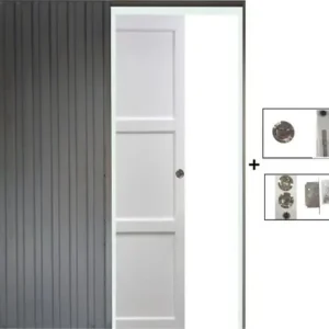 Vente Flash Porte Coulissante Korya Blanc 3 panneaux H204 x L73 cm, Galandage GD MENUISERIES