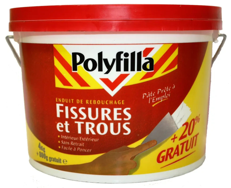 Meilleur Choix Enduit de rebouchage en pâte 4 kg + 20 % POLYFILLA