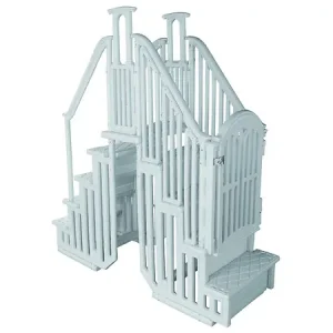 Prix Bas Escalier double pour piscine " Bruno " avec porte de sécurité pour enfant HABITAT ET JARDIN