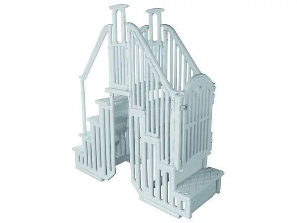 Prix Bas Escalier double pour piscine " Bruno " avec porte de sécurité pour enfant HABITAT ET JARDIN