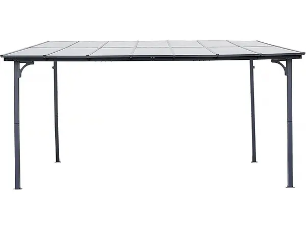 Pergola tonnelle adossée "Marvin" - 4 x 3 m - 423 x 298 x 243 cm - Gris foncé HABITAT ET JARDIN Dernier Modèle
