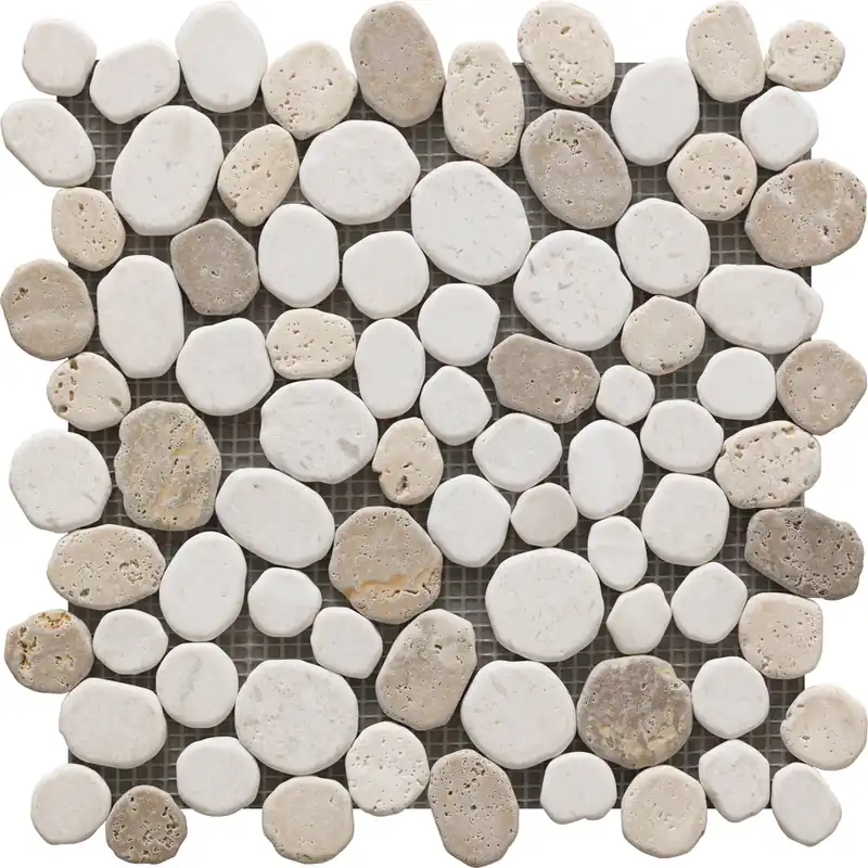 Prix Bas Galet river sur trame travertino mix 30 x 30 cm