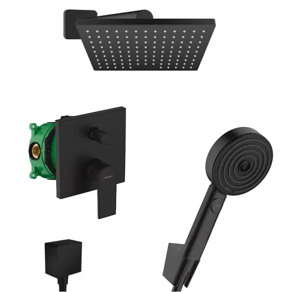 Hansgrohe Vernis Shape Pulsify Set de douche tout en 1 avec Douche de tête 230 XXL + Douchette à main 3 jets, Noir mat Prix Promo