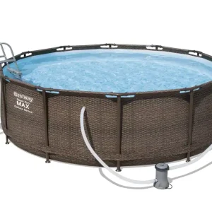 Piscine hors sol ronde tubulaire imitation tressé Ø 366 cm hauteur 100 cm - BESTWAY Achetez Aujourd'hui