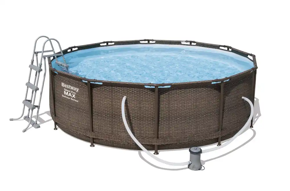 Piscine hors sol ronde tubulaire imitation tressé Ø 366 cm hauteur 100 cm - BESTWAY Achetez Aujourd'hui