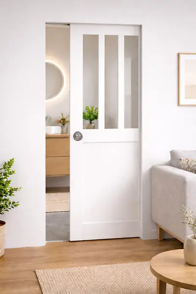 Porte Coulissante Atelier Blanc H204 x L73 cm, Galandage GD MENUISERIES Acheter En Ligne