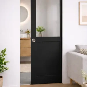 Porte Coulissante Atelier Noir H204 x L73 cm sans meneau, Galandage GD MENUISERIES Achetez Aujourd'hui